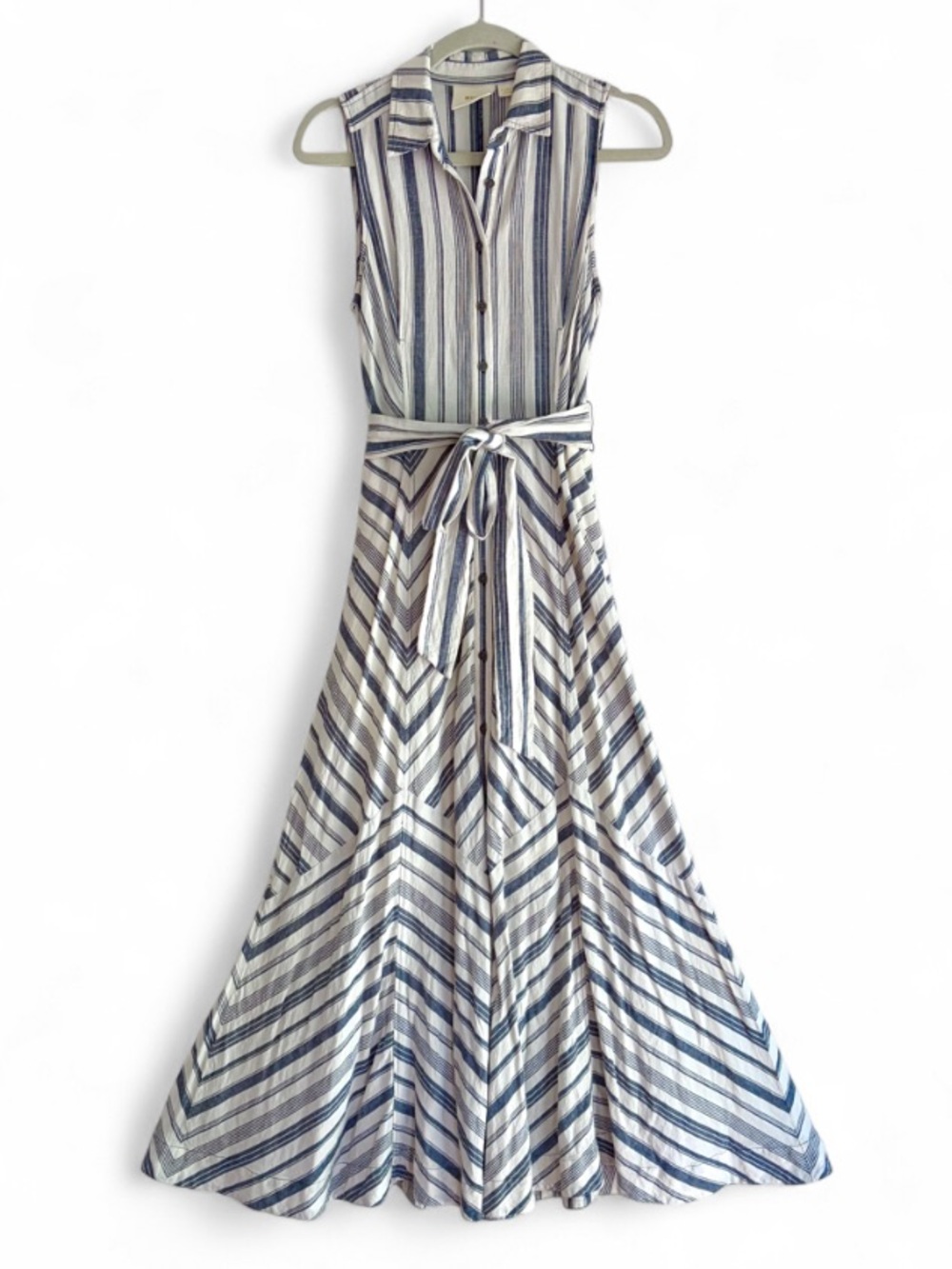 Maeve by Anthropologie Sleeveless Linen Striped Shirt Dress Size XS